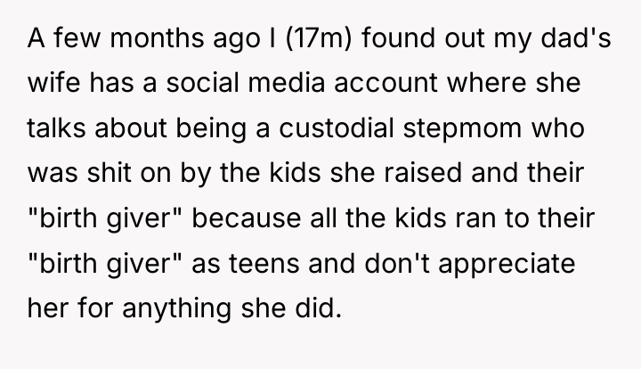 A few months ago I (17m) found out my dad's...
