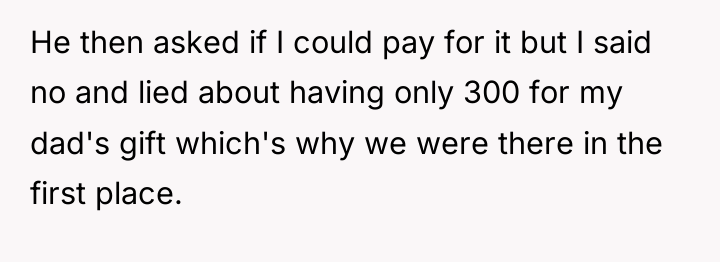 He then asked if I could pay for it but...