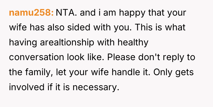 namu258 NTA. and i am happy that your wife has...