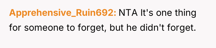 Apprehensive_Ruin692 NTA It's one thing for someone to forget, but...