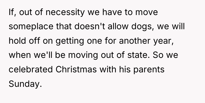 If, out of necessity we have to move someplace that...