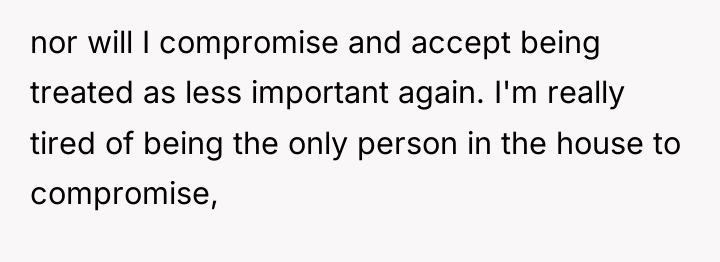 nor will I compromise and accept being treated as less...