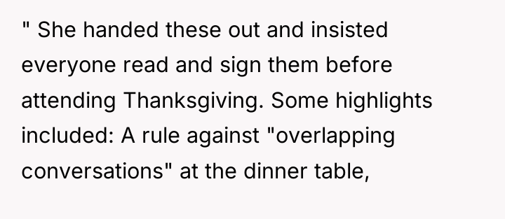" She handed these out and insisted everyone read and...