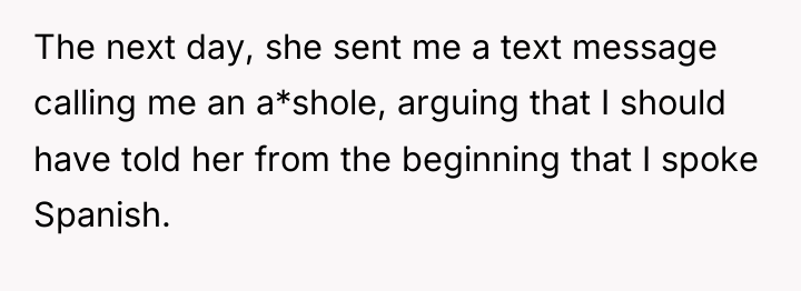 The next day, she sent me a text message calling...