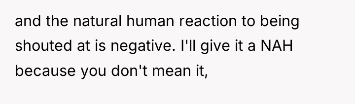 and the natural human reaction to being shouted at is...