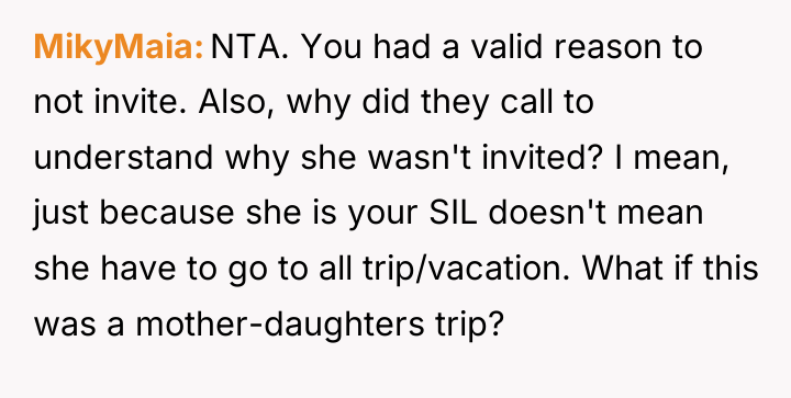 MikyMaia NTA. You had a valid reason to not invite....
