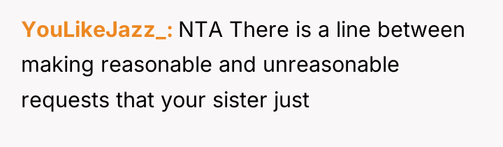 YouLikeJazz_ NTA There is a line between making reasonable and...