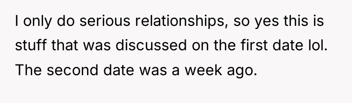 I only do serious relationships, so yes this is stuff...