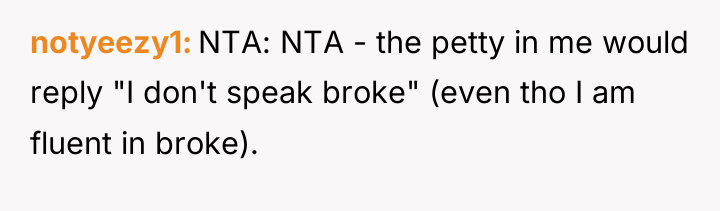 notyeezy1 NTA: NTA - the petty in me would reply...