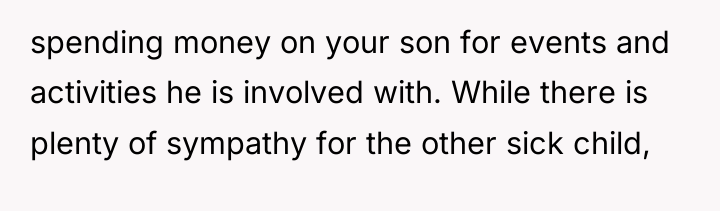spending money on your son for events and activities he...