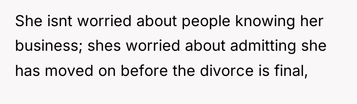 She isnt worried about people knowing her business; shes worried...