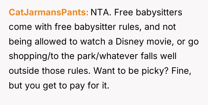 CatJarmansPants NTA. Free babysitters come with free babysitter rules, and...