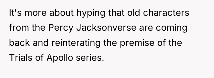 It's more about hyping that old characters from the Percy...