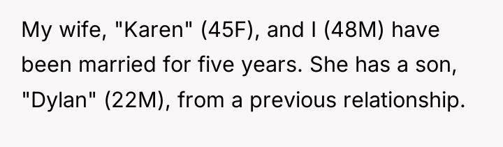 My wife, "Karen" (45F), and I (48M) have been married...