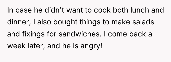 In case he didn't want to cook both lunch and...