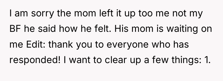 I am sorry the mom left it up too me...