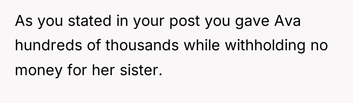 As you stated in your post you gave Ava hundreds...