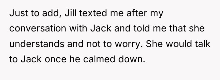 Just to add, Jill texted me after my conversation with...
