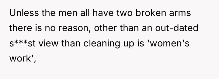 Unless the men all have two broken arms there is...