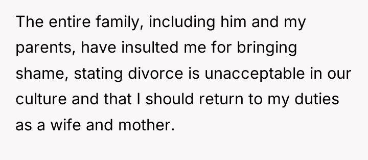 The entire family, including him and my parents, have insulted...
