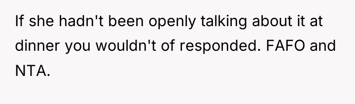 If she hadn't been openly talking about it at dinner...