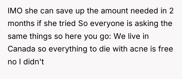 IMO she can save up the amount needed in 2...