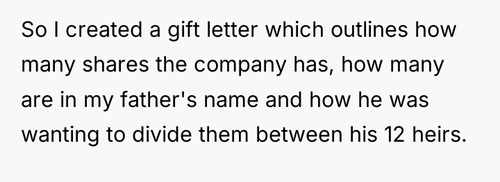 So I created a gift letter which outlines how many...