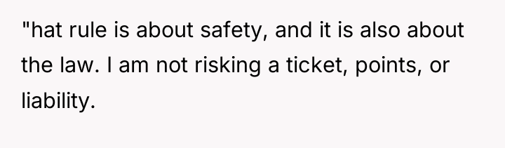 "hat rule is about safety, and it is also about...