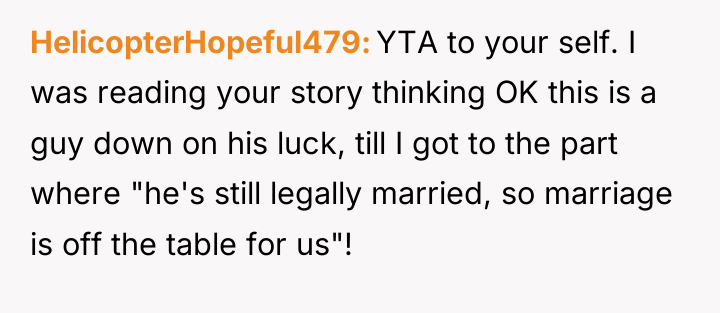HelicopterHopeful479 YTA to your self. I was reading your story...