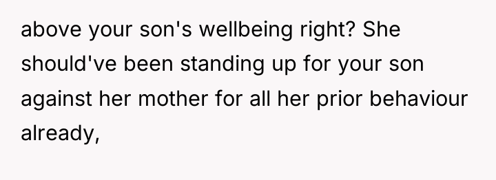 above your son's wellbeing right? She should've been standing up...
