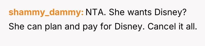 shammy_dammy NTA. She wants Disney? She can plan and pay...
