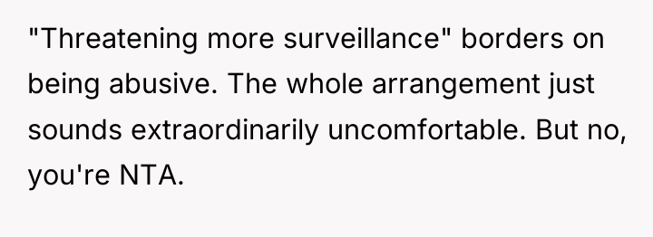 "Threatening more surveillance" borders on being abusive. The whole arrangement...