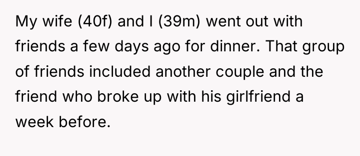 My wife (40f) and I (39m) went out with friends...