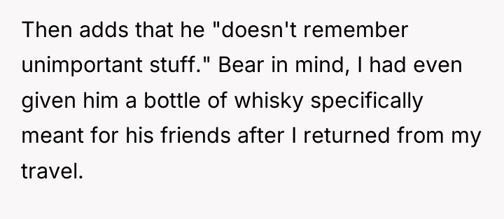 Then adds that he "doesn't remember unimportant stuff." Bear in...
