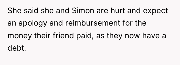 She said she and Simon are hurt and expect an...