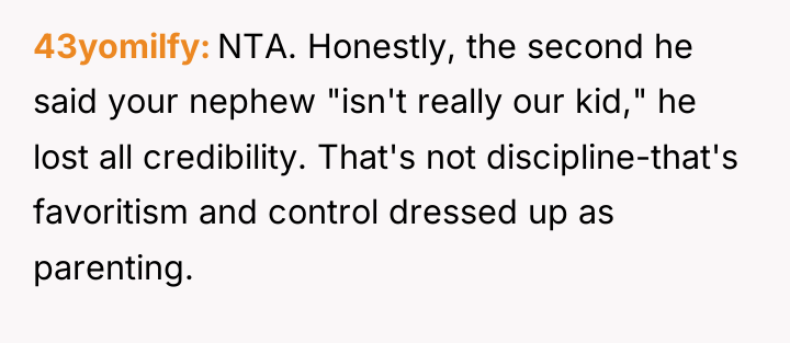 43yomilfy NTA. Honestly, the second he said your nephew "isn't...