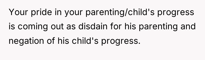 Your pride in your parenting/child's progress is coming out as...