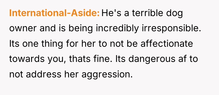 International-Aside He's a terrible dog owner and is being incredibly...