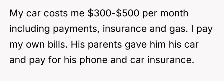 My car costs me $300-$500 per month including payments, insurance...