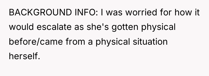 BACKGROUND INFO: I was worried for how it would escalate...