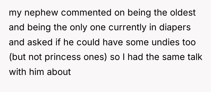 my nephew commented on being the oldest and being the...