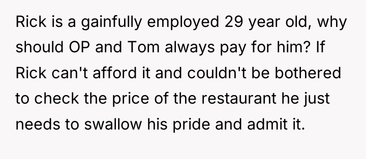 Rick is a gainfully employed 29 year old, why should...