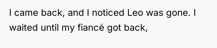 I came back, and I noticed Leo was gone. I...