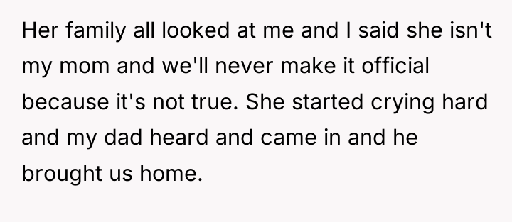Her family all looked at me and I said she...
