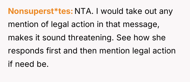 Nonsuperst*tes NTA. I would take out any mention of legal...
