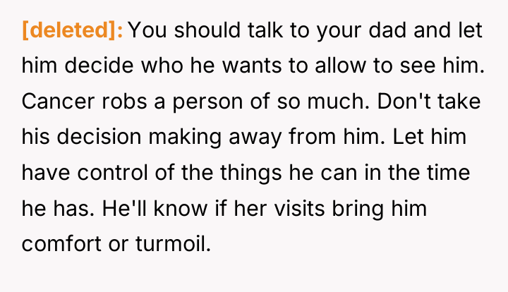 [deleted] You should talk to your dad and let him...