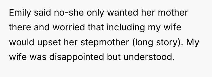 Emily said no-she only wanted her mother there and worried...