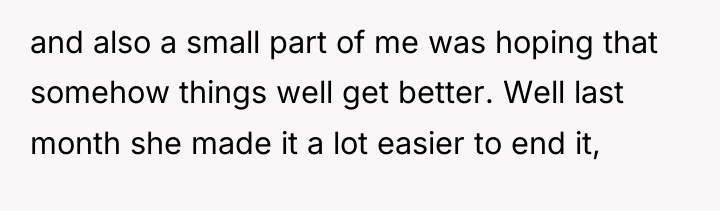 and also a small part of me was hoping that...