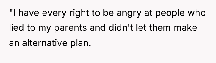 "I have every right to be angry at people who...