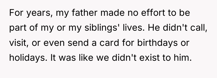 For years, my father made no effort to be part...